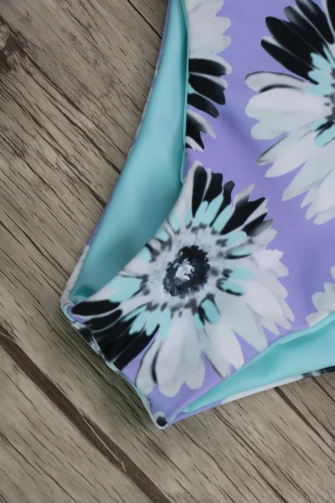 2017 бикини женский купальник с принтом небесно-голубые цветы набор купальный