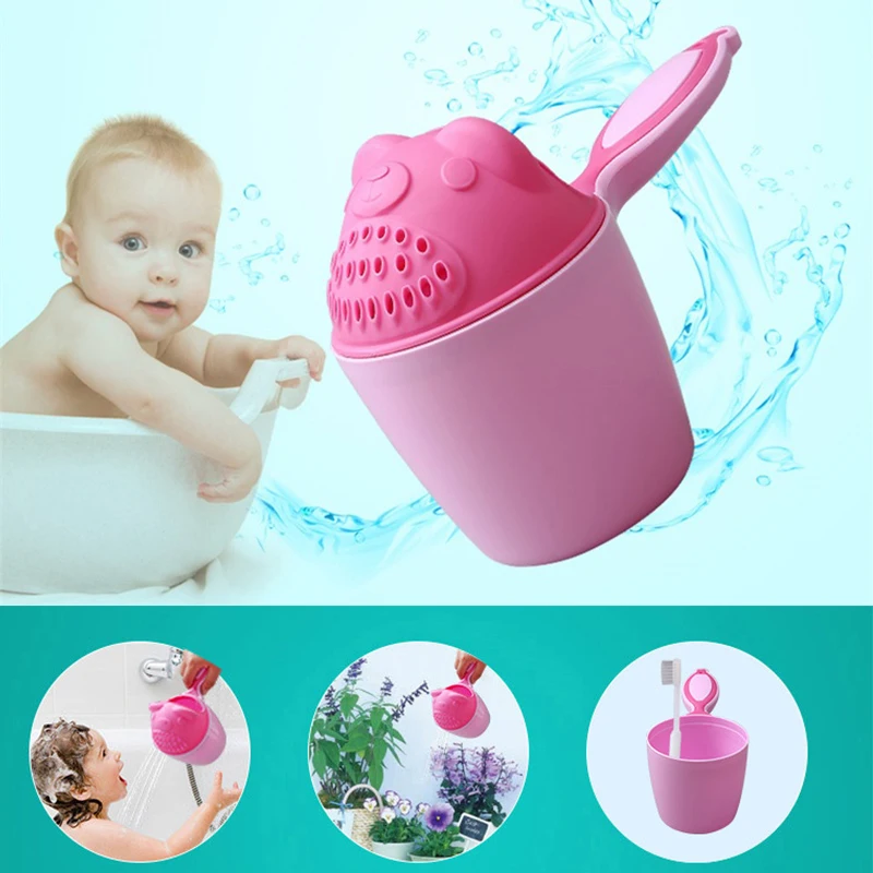 

Baby Shower Bath Water Swimming Bailer Shampoo Wash Cup Children Shower Bath Accessories Pink and Light green