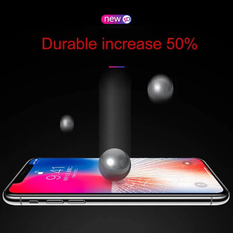 5D закаленное стекло для Apple iphone 7 Plus 8 X Xs полное покрытие Премиум протектор экрана 6