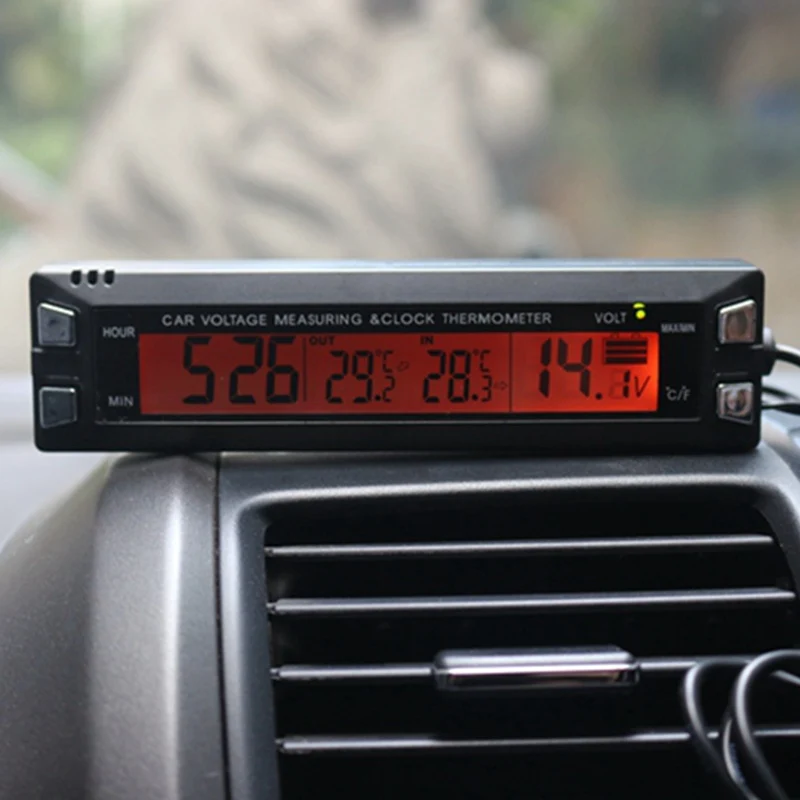 Многофункциональный цифровой термометр 3 в 1 для автомобиля измеритель