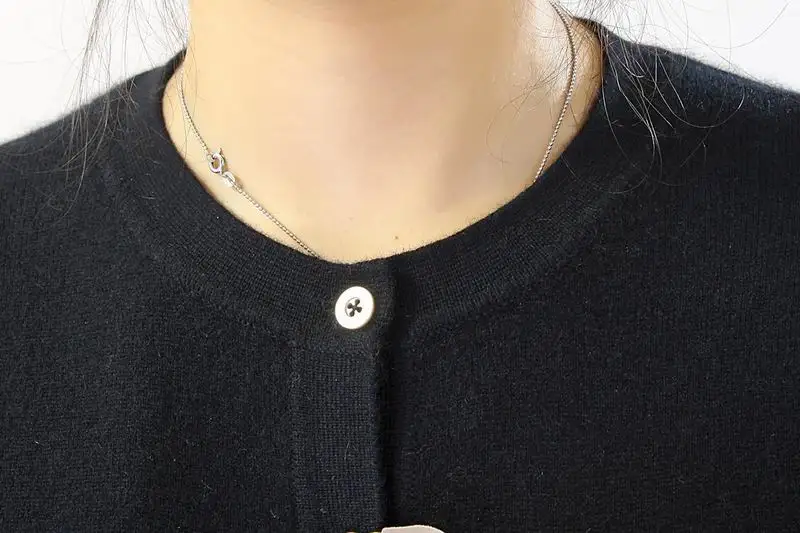 100 кашемировый свитер женский круглый вырез черный кардиган натуральная ткань