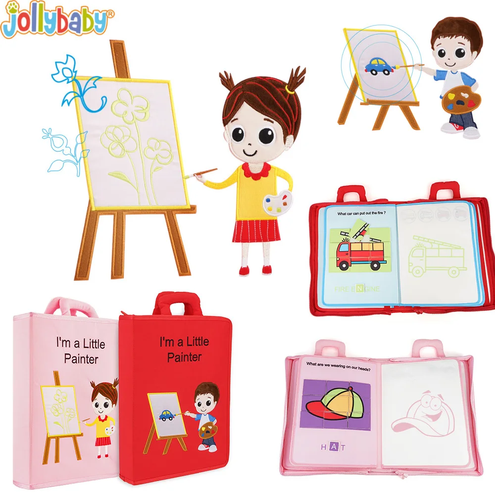 

Jollybaby Baby Toys Kids Early Development Cloth Books Learning Education Activity Books Coloring Books I am a little Painter