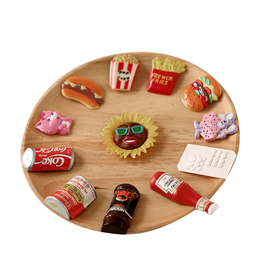 

Creative Food Fridge Magnetic Stickers Cola, French Fries, Popcorn, Burger Message Decorative Magnets for Home/Office Kid Gift