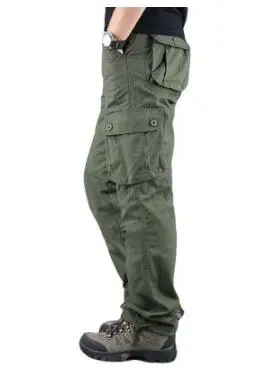 6 pockets green Мужские уличные Прямые спортивные брюки с несколькими карманами, свободные износостойкие рабочие брюки, прогулочные брюки, большие размеры, комбинезоны, хлопок, стирка - Цвет: 6 pockets green
