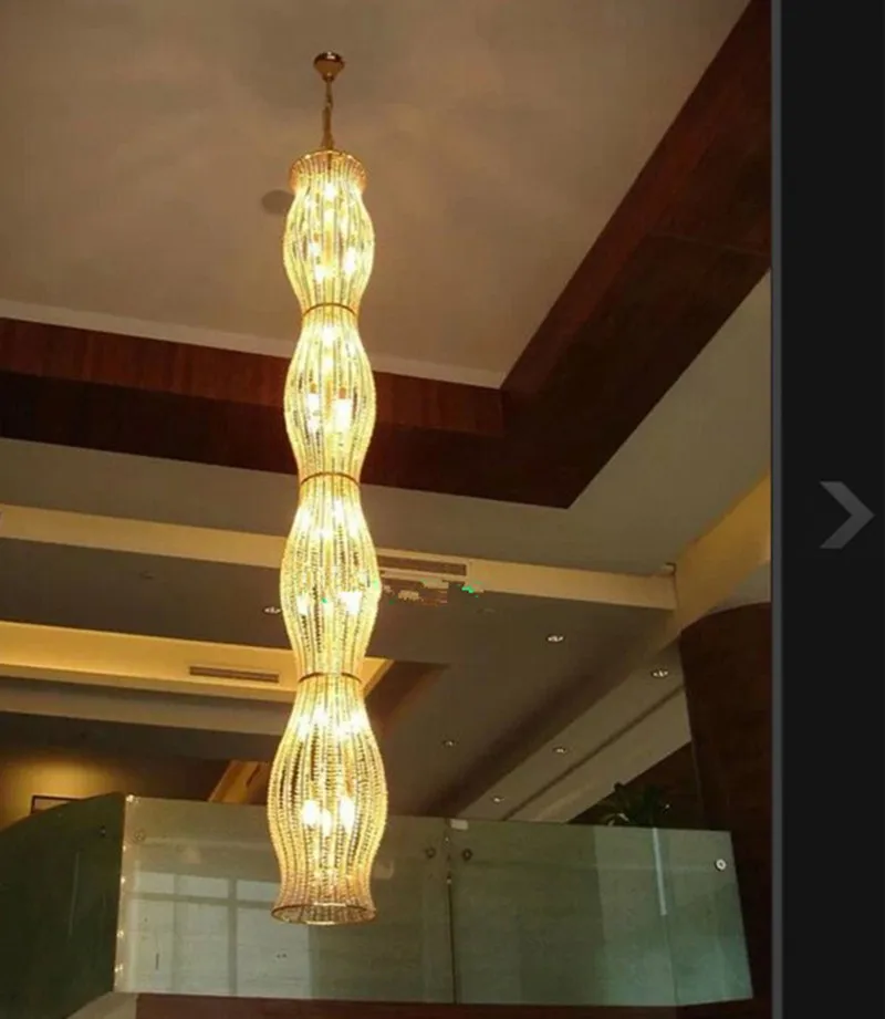 Duplex house 2-5M long cylinder chandelier lighting modern large crystal lustre Villa hotel stair Lighting Pendientes | Освещение