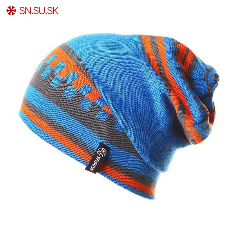 Синий SN. SU. SK сноуборд Gorros зимние лыжные шапочки для катания на коньках шапочки с черепами для мужчин и женщин хип-хоп шапки Вязание Капот chapeu - Цвет: Синий