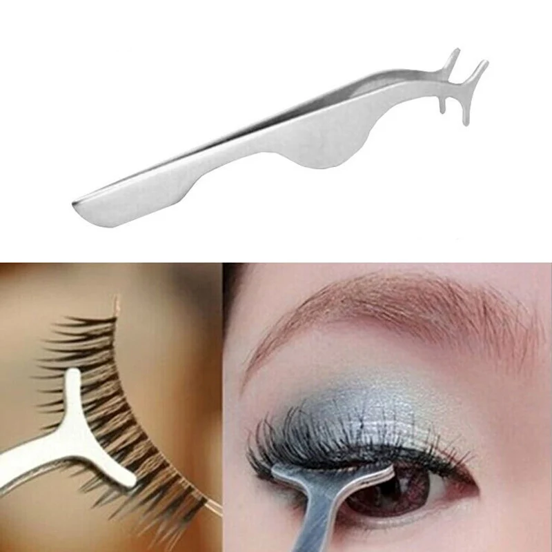 False Fake Eyelashes clip stainless steel Multifunctional Auxiliary Clip Tweezers Eye Lash eyelash curler Applicator Makeup Tool | Красота и