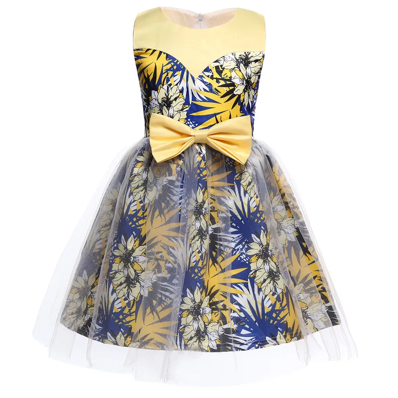 AiLe Rabbit Children's Clothes With A Combination Of Colour Fluffy Bow Knot Princess And Printed Kids Dresses For Girls Summer | Детская