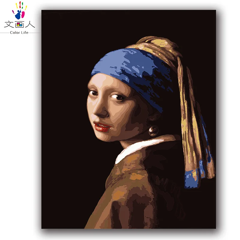 Раскрасок картины по номерам около vermeer девушка с жемчужной сережкой