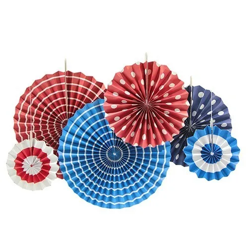 Blue red Упаковка из 6 шт. бумажных розеток вееров Висячие вечерние украшения на дни рождения, особые события вечерние украшения для дома потолочные украшения сада - Цвет: Blue red