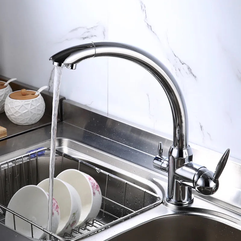 Фильтры LIUYUE кухонные краны из черной/хромированной латуни поворот на 360 градусов