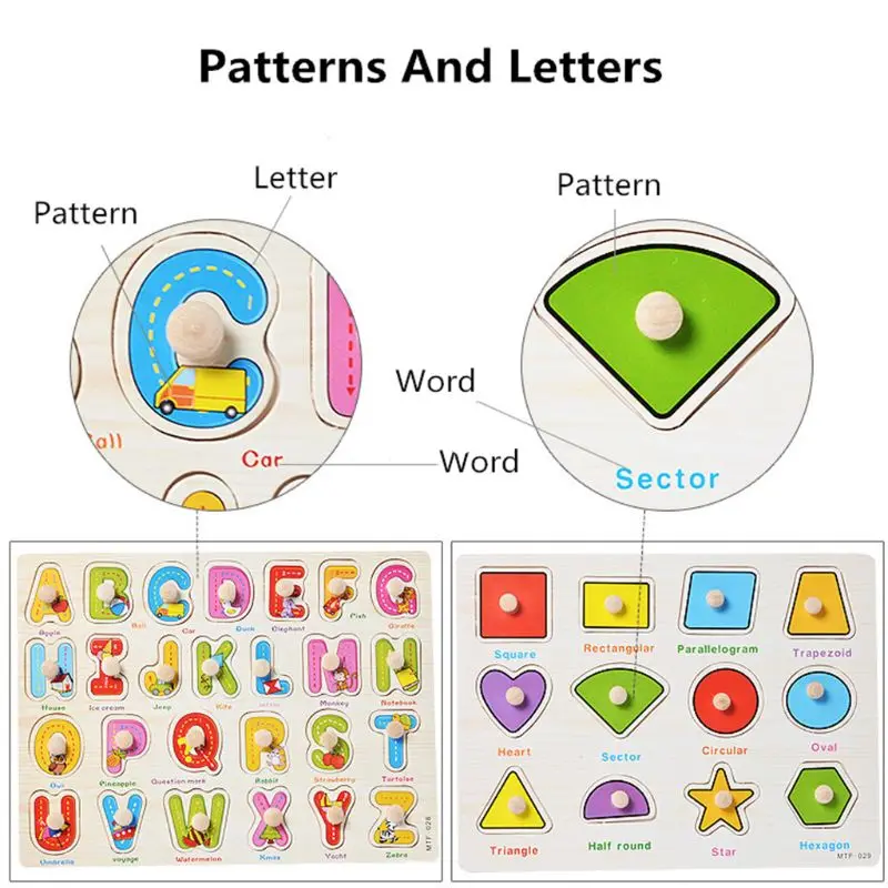 

Alphabet/Number/Graph Set Wooden Jigsaw Puzzle Educational Puzzle Toys Kids Baby Infant Toy Puzzles