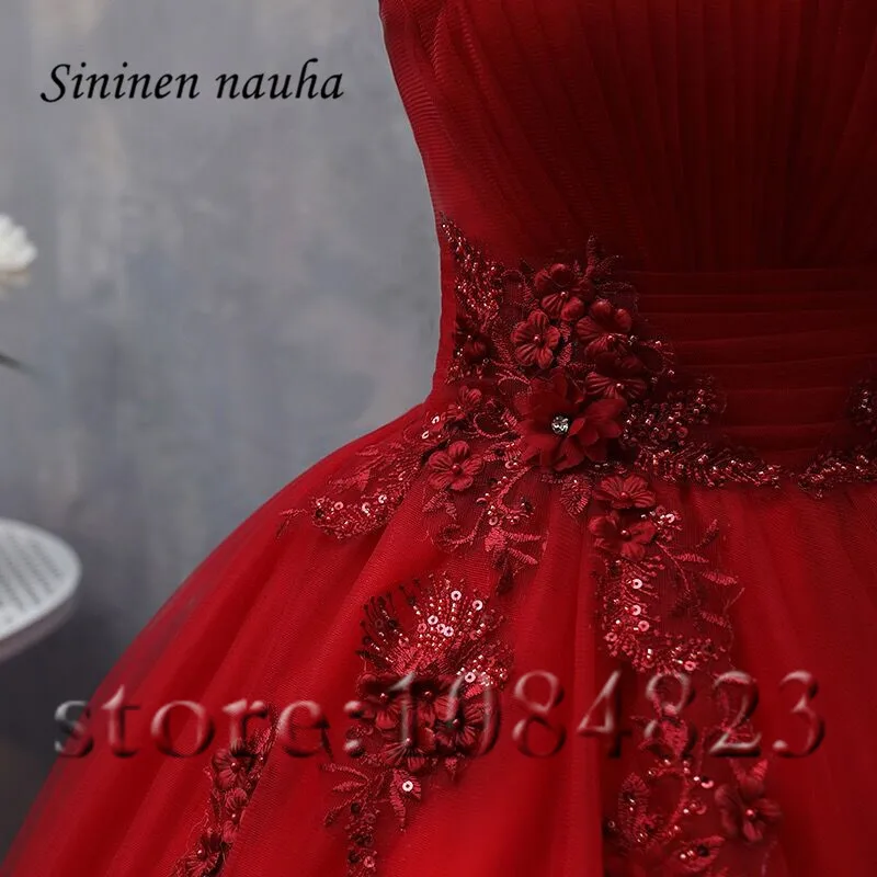 Красные платья для Quinceanera платье выпусквечерние вечера длинное бальное с