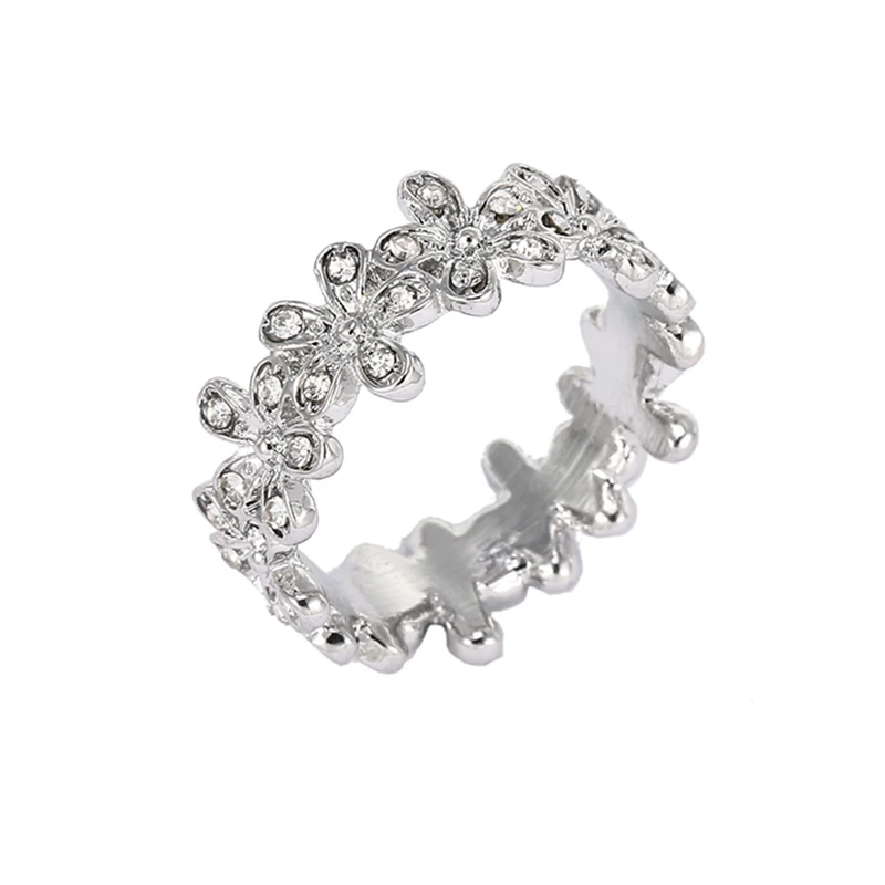 Silver-Color TOGORY Новое поступление Ослепительная Маргаритка подлинный совместимый серебряный цвет хорошее Кольцо Fit jewelry для женщин Свадебные аксессуары - Цвет основного камня: Silver-Color