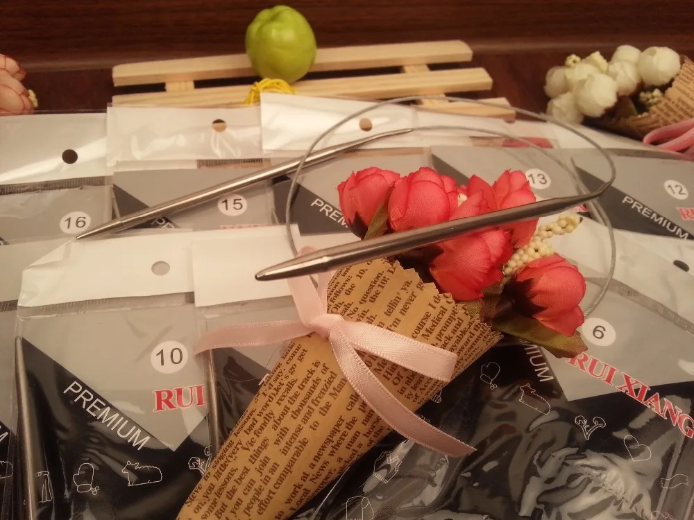 Free Shipping New 2016 Stainless Steel Circular Knitting Needles set Size 6-16 11PCS/Set 43.65.80.100.120CM |