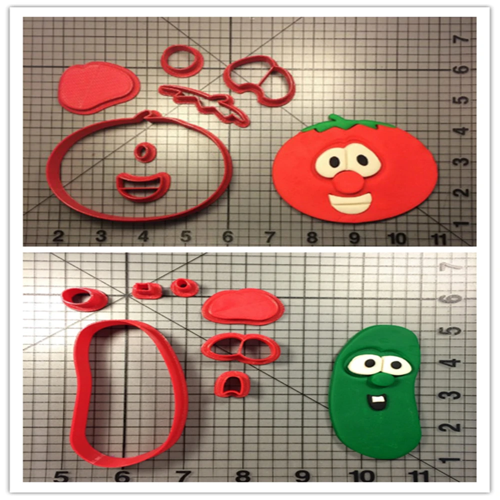 Мультфильм Veggie Tales формочка для печенья набор Ларри огурец помадка кекс Топ резак сделано 3D печатные Инструменты для торта кухня Аксессуары