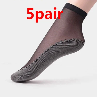 1/3/4/5 пар Для женщин короткие носки летние ажурные на резиновой подошве для маленьких детей; носки в горошек с кружевами из шелка, длинные прозрачные ультратонкие Для Женщин нейлоновые носки; сезон лето - Цвет: 5pair