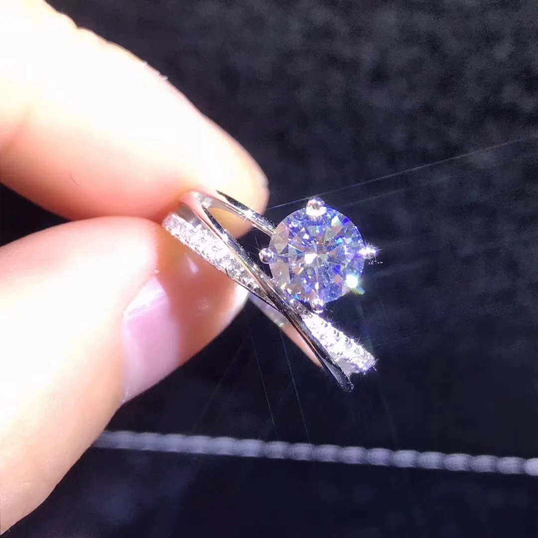 Круглое серебряное кольцо с муассанитом 1ct D VVS роскошное кольцо с муассанитом для женщин