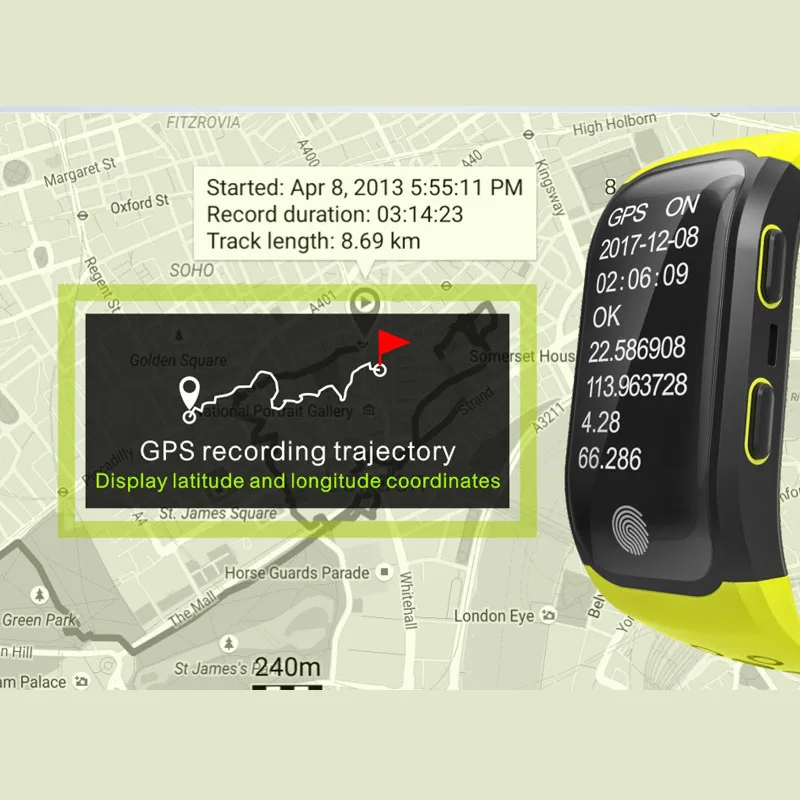 Greentiger S908 смарт-браслет Bluetooth gps IP68 водонепроницаемый смарт-браслет монитор сердечного ритма фитнес-трекер умный Браслет