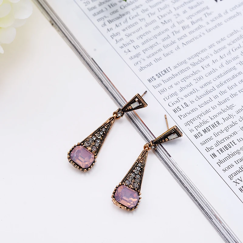 LUBOV цветные яркие опаловые серьги подвески инкрустированные антизолотом