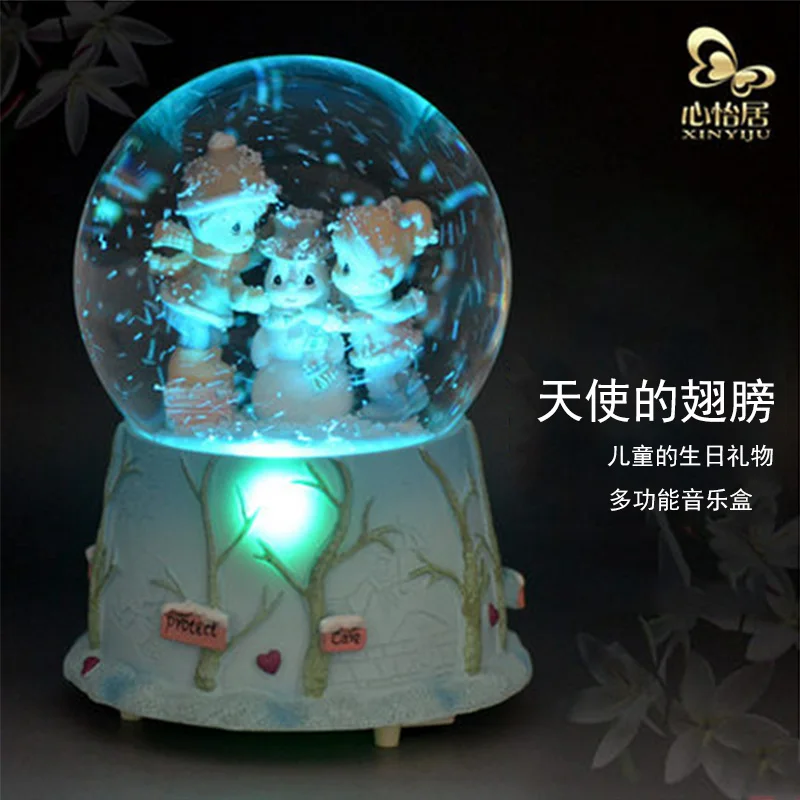 Zm световая вращающаяся плавающая белая музыкальная шкатулка снежный глобус для