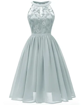 Greyish green CD1645Z# шифоновые кружевные вечерние платья с лямкой на шее розового, винно-красного, темно-синего, зеленого и фиолетового цветов короткое праздничное платье для выпускного вечера для девочек - Цвет: Greyish green