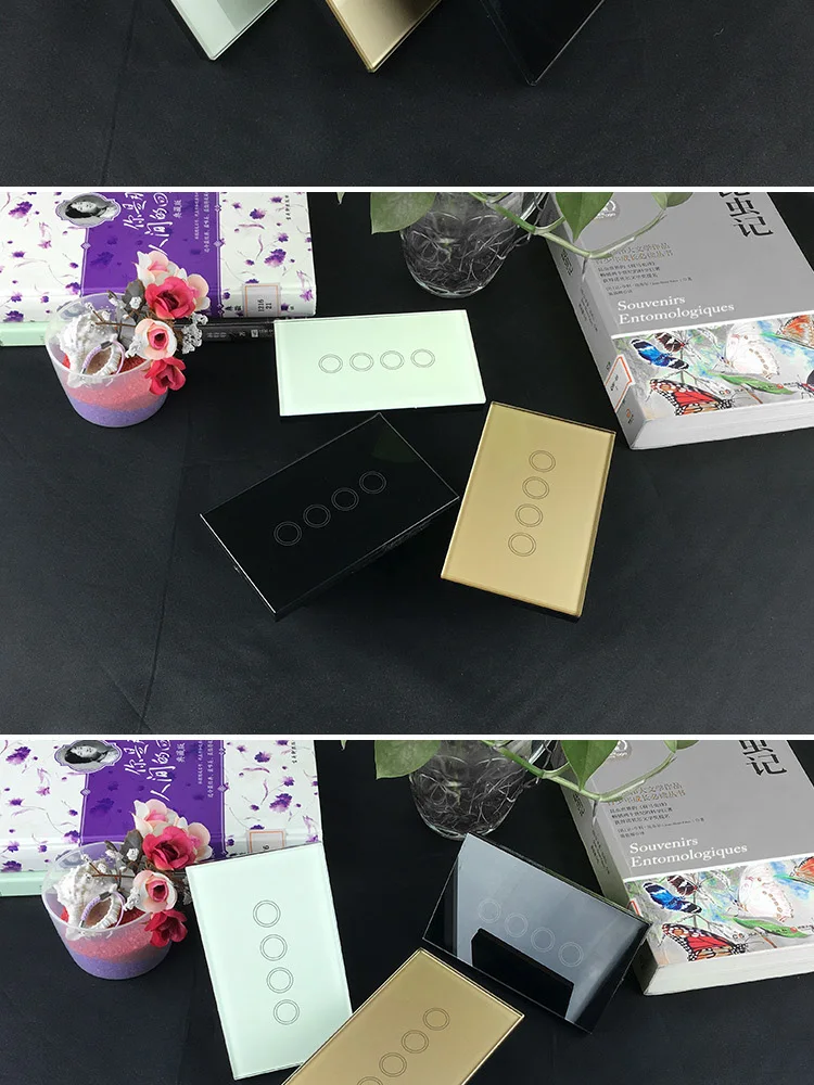 Makegood US/AU 4 банды 1 способ Смарт-переключатель, Хрустальная стеклянная панель сенсорный выключатель света, беспроводной пульт дистанционного управления переключатель для умного дома