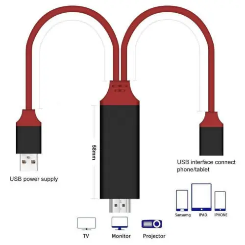 HDMI Mirroring Smart Cable HDTV AV Phone to TV Adapter для iPhone/iPad/Android | Электроника