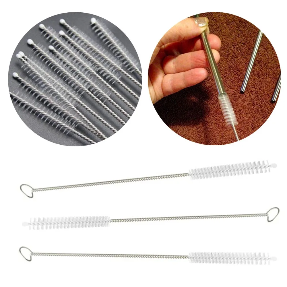 

8pc Stainless Steel Nylon Straw Cleaning Brush Drinking Pipe Tube Cleaner Baby Bottle Brush Cleaning Tools New Style HOT SALE