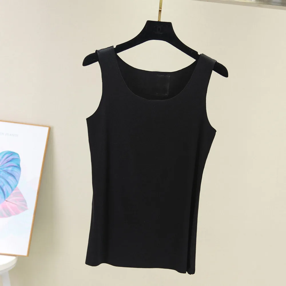 Женский топ без рукавов однотонный бесшовный туника на весну и лето 2019|Майки| |