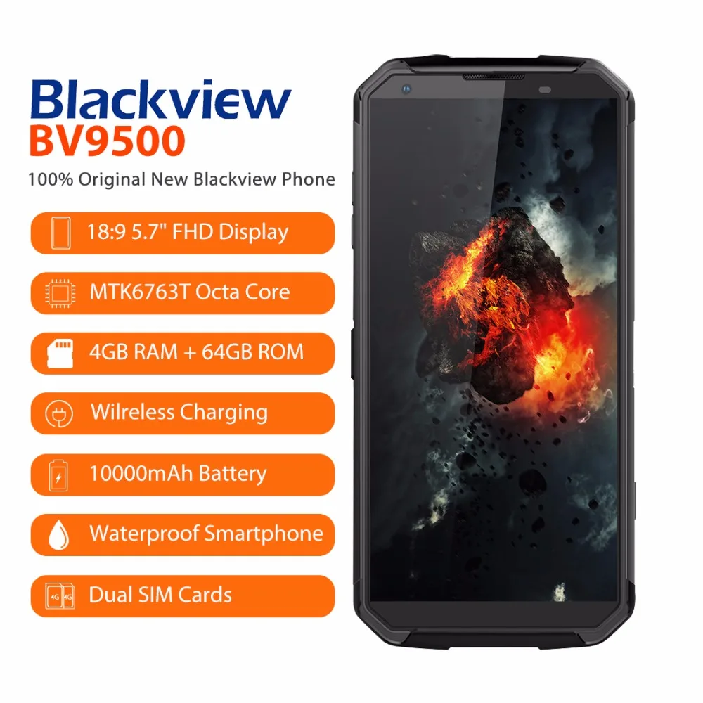 Blackview BV9500 4 Гб Оперативная память 64 Встроенная Android 8 1 Octa Core 5 7 &quot18:9 MTK6763T IP68