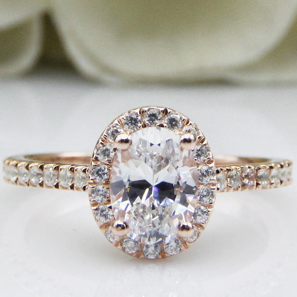 1.5ct 6x8 мм овальная огранка блестящее моиссанитовое кольцо в 14K Золотое Женское