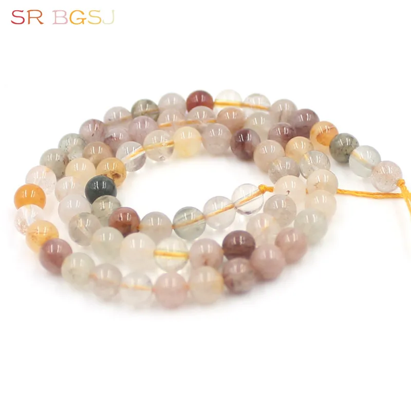 Free shipping 6 8 10mm Wholesale Lot Natural Stone Round Jewelry DIY Loose Rutilated Quartz Beads Strand 15&quot | Украшения и