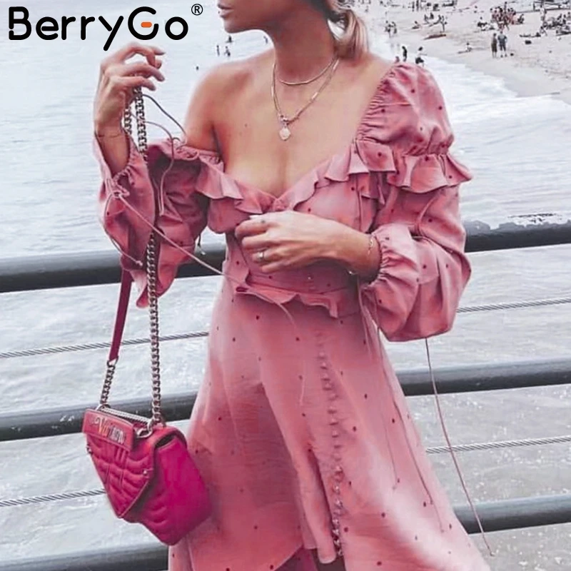 BerryGo женское платье с v-образным вырезом винтажное богемное милое летнее в