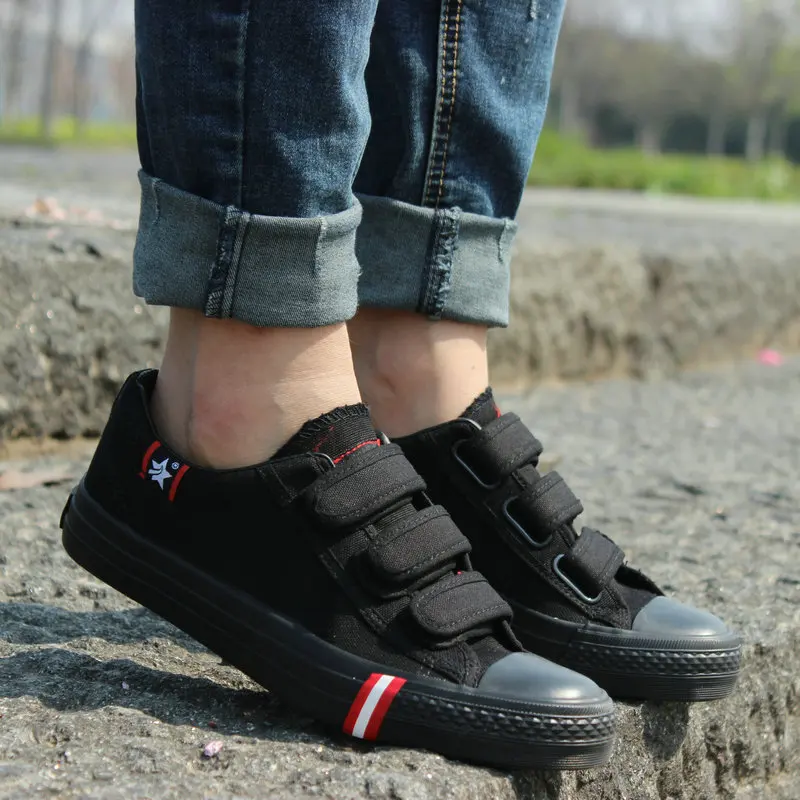 New Spring Summer breathable boys Hook &amp Loop low to help canvas mens shoes British eur35-43 | Обувь