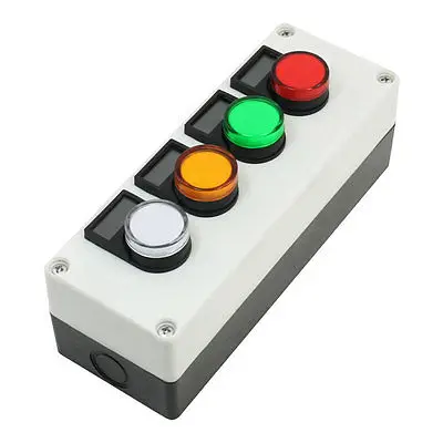 

1 PC AC/DC 110V Red Green Yellow White 4-Color Indicator Light Lamp Station