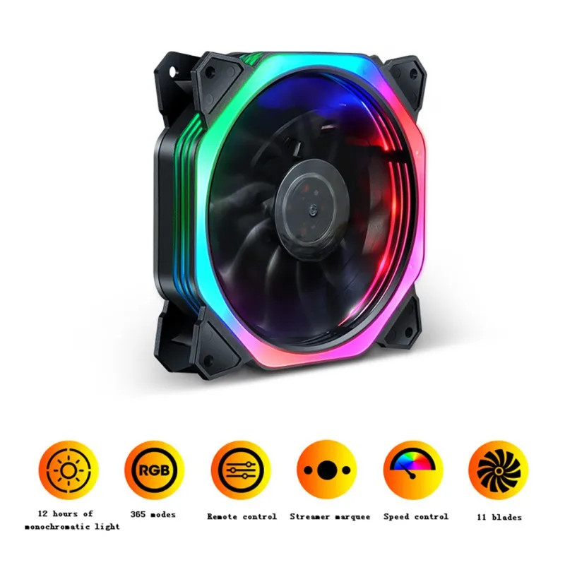 120 мм Красочные RGB светодиодный вентилятор охлаждения компьютера ПК Хост-шасси