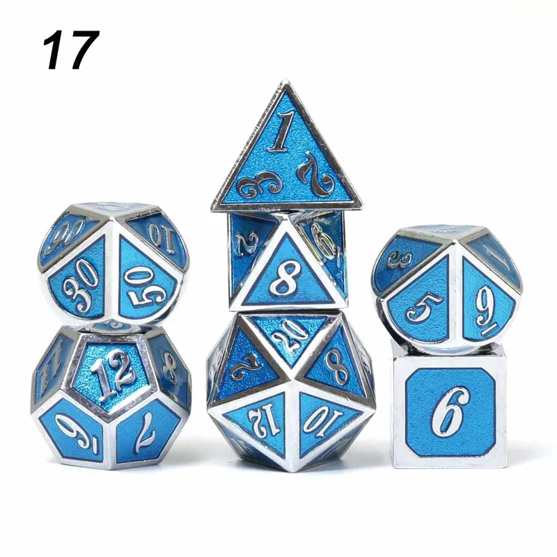 17 Chengshuo игральные кости DND Металл РГП набор многогранных подземелья Дракон d20 10 6 8 12 синий настольные игры цинковый сплав зеленый цифровой рисунок кости - Цвет: 17