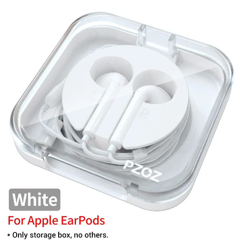 white PZOZ для apple, EarPods, коробка для хранения наушников, наушники apple, проводная Крышка для наушников, Портативная сумка для гарнитуры, чехол для apple earpods - Цвет: white