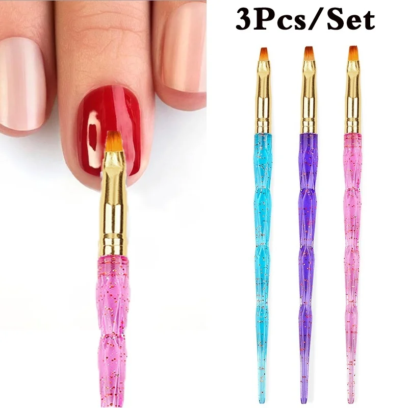 3 шт./компл. фототерапии ногтей Маникюрные щетки комплект с цветочным принтом