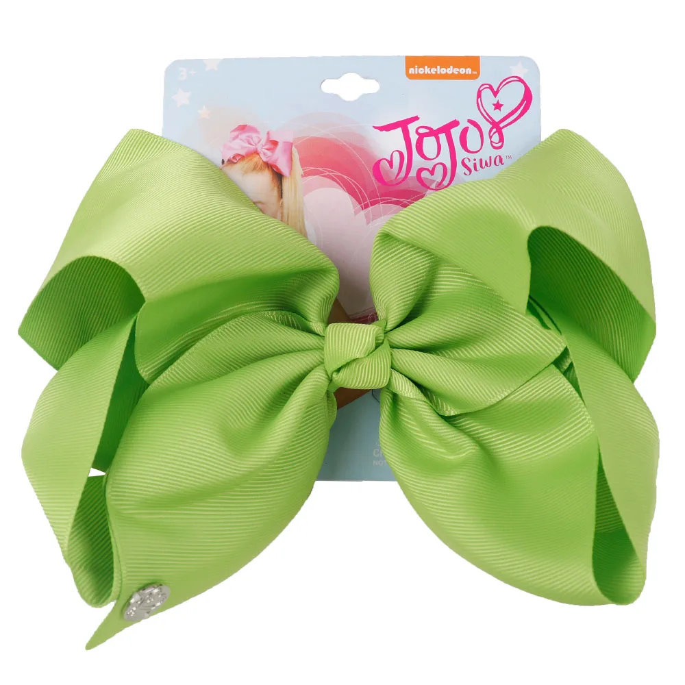 apple green CN " Jojo Siwa/JoJo банты для девочек корсажная лента бант с клипсами для детей заколки ручной работы бант Детские аксессуары для волос - Цвет: apple green