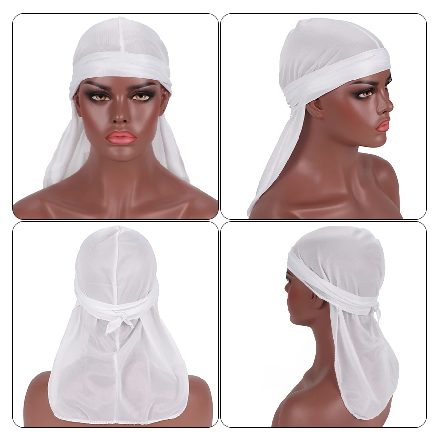 Plussign новый роскошный мужской бархат Durags Бандана тюрбан шляпы парики Doo Durag