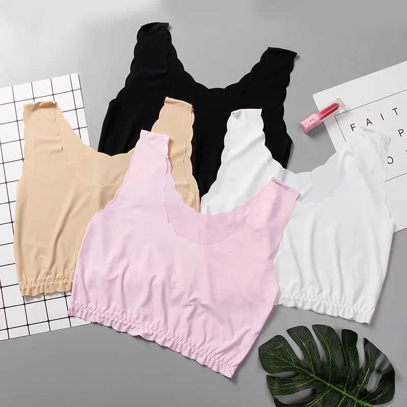 Цельный бюстгальтер шелк льда бесшовный MS волнистый боковая труба топ