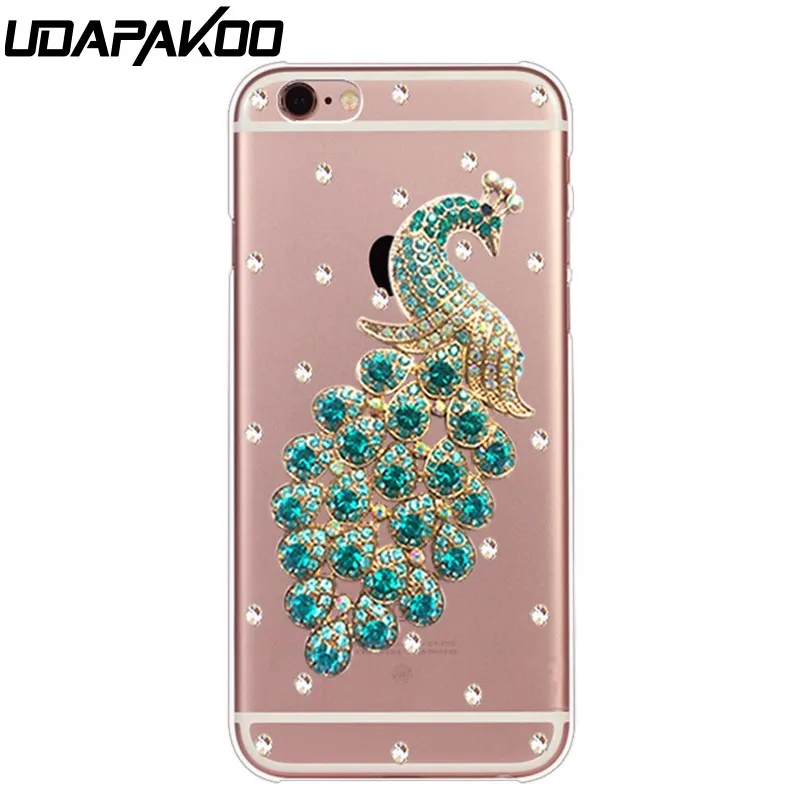 Udapakoo блестящий тонкий Блестящий Алмазный чехол для iPhone 5 6 6S 7 8 X зеленый павлин