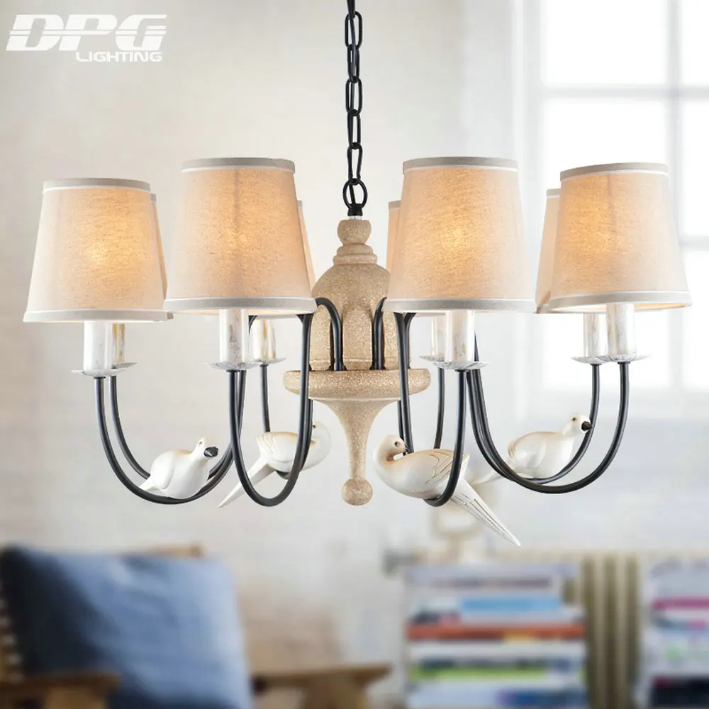 Современная железная белая люстра с птицей домашнее освещение абажуром Китай