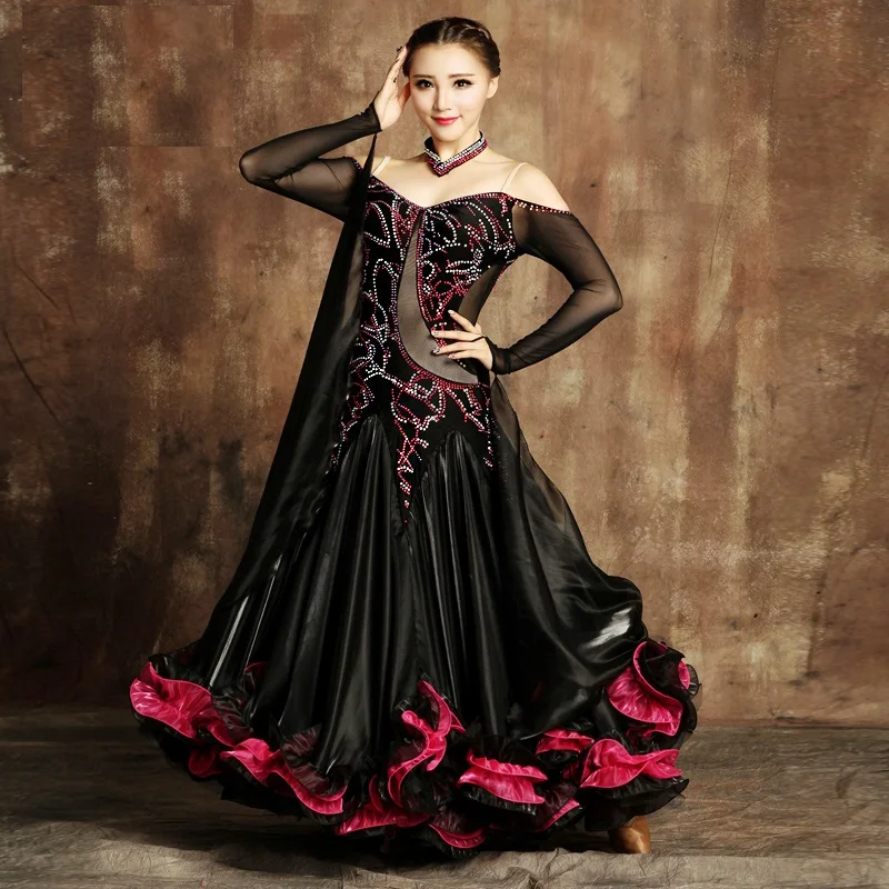 Изысканный горный хрусталь бальных танцев Dress ES standard бальные танцы одежда