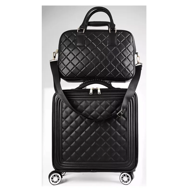 Black a set Стильный чемодан 24 дюймов чемодан интернат набор коробка тележка чехол Универсальный колеса Женский 20 Корейская версия для женщин - Цвет: Black a set