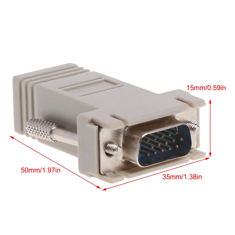 1 шт. серый VGA удлинитель штекер к локальной сети Cat5 Cat5e/6 RJ45 Ethernet Женский адаптер
