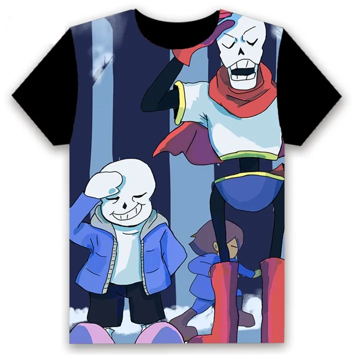 Модная мужская футболка аниме Undertale Sans Frisk Чара Папирус игра Косплей короткий рукав Повседневная унисекс черная футболка на заказ - Цвет: 7