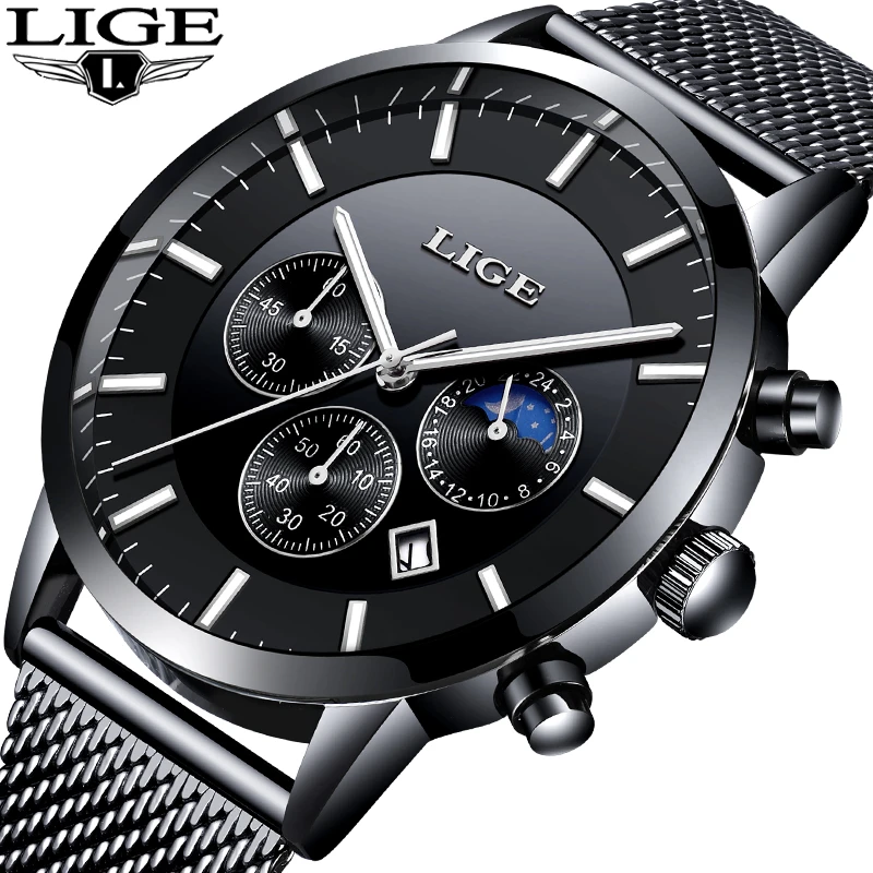 2018 LIGE Mens Watch Top Brand Luxury Business Chronograph Male Creative Quartz Men Fashion Sport Relogio Masculino | Наручные часы